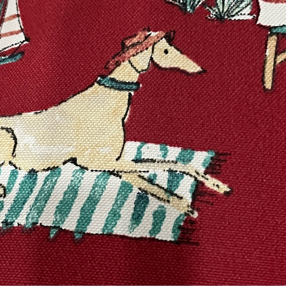 Hampton Bay Red Dogs & Beach Themed Throw Pillow 17x17” Spot Clean AllOver Print - Picture 5 of 9